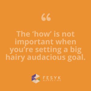 "The 'how' is not important when you're setting a big, hairy, audacious goal." Fesyk Marketing blog quote